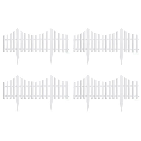 Gardenised Decorative Garden Border Edgings Picket Fence, 4 Piece Set, White QI004556.WT